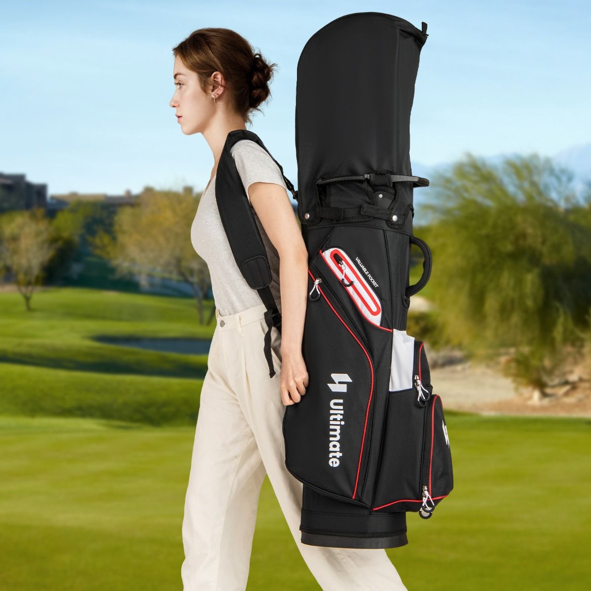 Coast Golfcartas - lichtgewicht - 14 vakken - waterafstotend - zwart