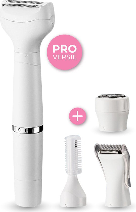 Nuvance - Ladyshave - Ladyshaves voor vrouwen - 4 Opzetstukken - met Wenkbrauw Trimmer - Bikinitrimmer - Scheerapparaat Vrouw - Lady Shave - Wit