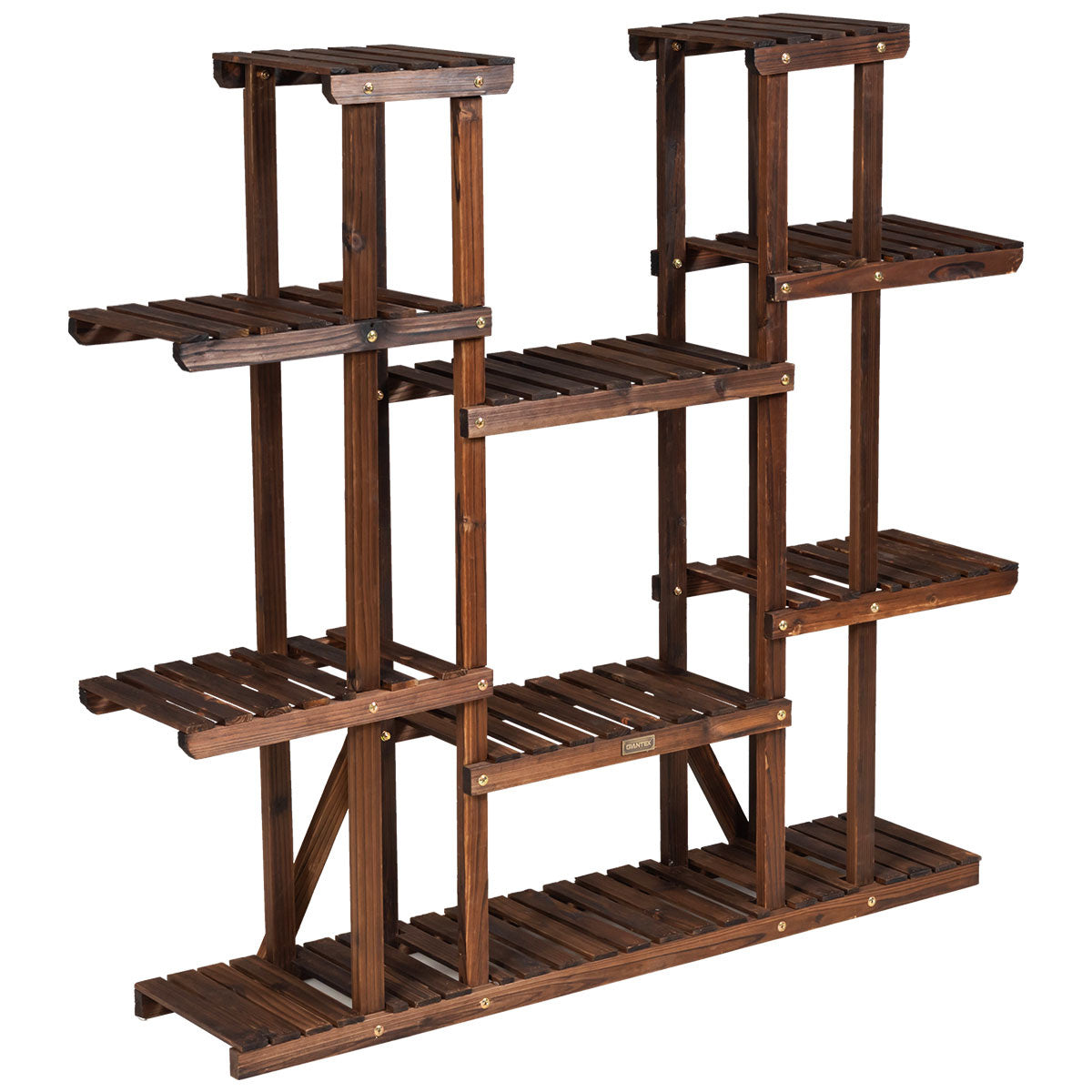 Coast Houten Plantenrek Bloemenplank 9 Planken - 125 x 25 x 114 cm - Bruin