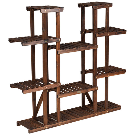 Coast Houten Plantenrek Bloemenplank 9 Planken - 125 x 25 x 114 cm - Bruin