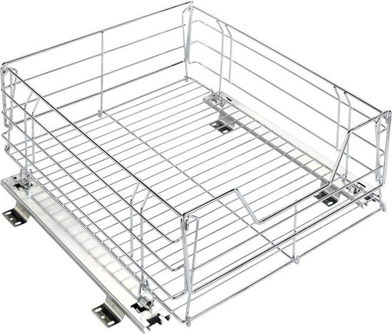 kastuittreksel Maxi, opbergstoel met railsysteem voor extra opbergruimte, opslag & organisatie in het hele huishouden, 50 x 23 x 50 cm, verchroomd staal, zilver glanzend