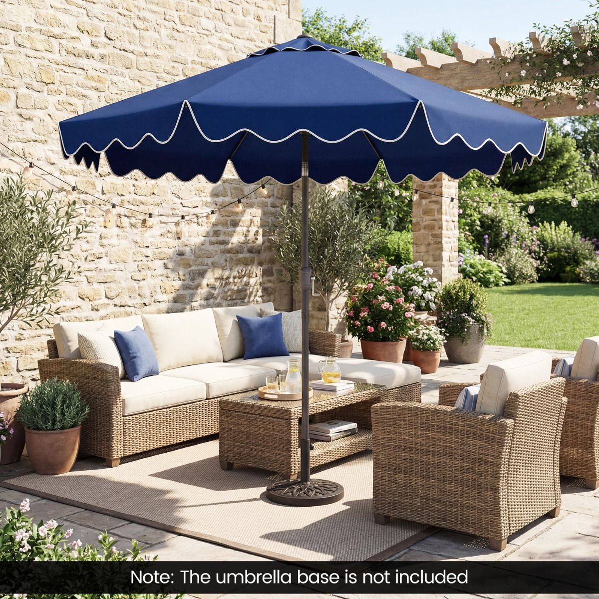 Coast tuinparasol - met zwengel - 30° kantelbaar - blauw 270 cm