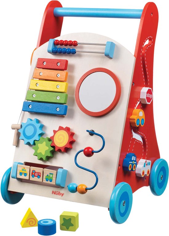 Nûby - Interactieve Houten Looptrainer - Educatief babyspeelgoed – 10m+