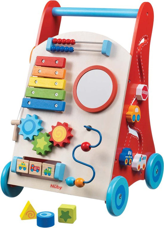 Nûby - Interactieve Houten Looptrainer - Educatief babyspeelgoed – 10m+