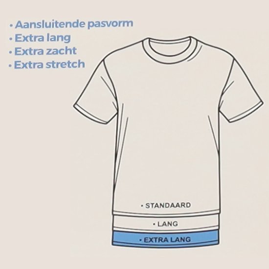 Comfort Essentials - T Shirts Heren - Extra Lang - Navy - Maat L - 3 Pack - Ronde Hals - Ondershirt Heren