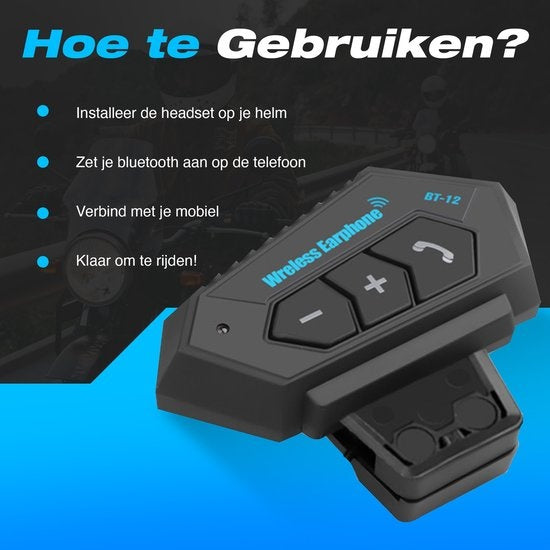 Garpex® Motorhelm headset - Bluetooth - Intercom Motor Helm - Headset - Speaker - Handsfree bellen - Eenvoudig in gebruik