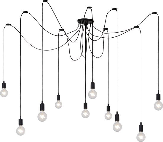 Lucide FIX - Hanglamp - 10xE27 - Geschikt voor vide en hoge plafonds - Zwart
