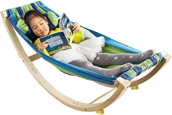 Kinderhangmat / Schommelstoel voor Kinderen met Veiligheidsstopper – 120x46x36 cm – Blauw