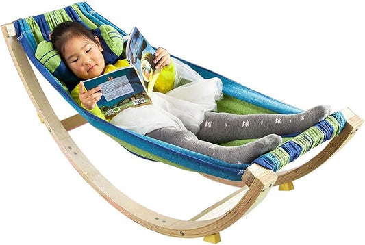 Kinderhangmat / Schommelstoel voor Kinderen met Veiligheidsstopper – 120x46x36 cm – Blauw