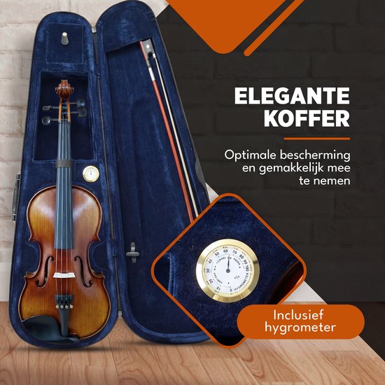 Finesse Viool Starterset - met Koffer & Accessoires - 4/4 - Viool Muziekinstrument - Paris