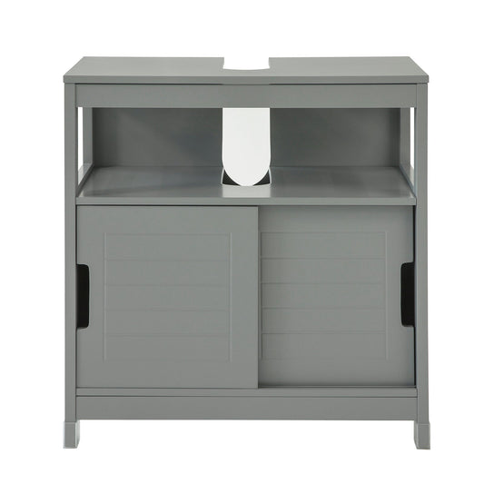 SoBuy FRG128-SG Wastafelmeubel - 2 Schuifdeuren 1 Plank - Grijs - 60x61x30 cm