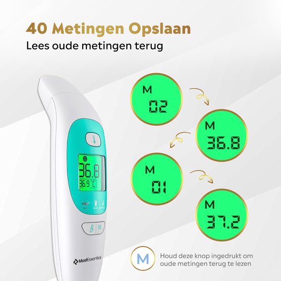 Oorthermometer – Koortsthermometer Baby & Volwassenen – Snelle Meting (1 sec) – Nauwkeurig & Hygiënisch