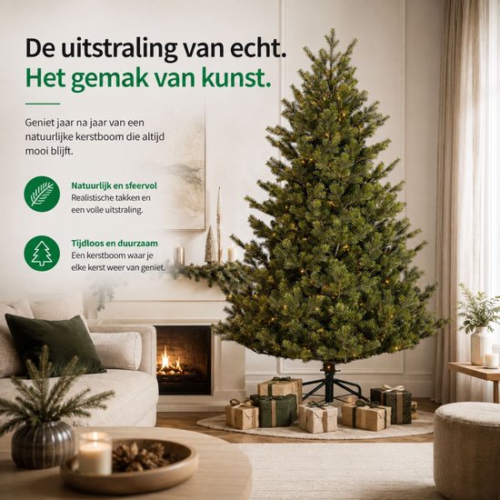 Black Box Trees Clive Kerstboom - Realistische Kunstboom met Volle Uitstraling en 1840 Takken - Kerstversiering voor Binnen - Sfeervol en Realistisch - Makkelijk Opzetten - H185 x Ø130 cm - Groen