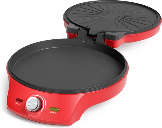 Princess Pizza maker 115007 - Pizzaoven - Regelbare thermostaat tot 220C - Rood - Ø30cm - ook te gebruiken als tafelgrill - voor verse en diepvriespizza's