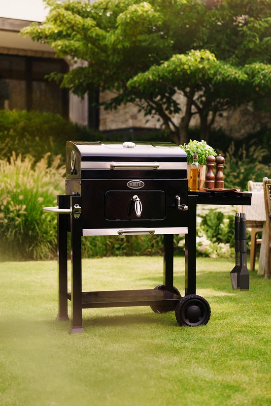 Boretti Carbone 2.0 Houtskoolbarbecue - Verstelbaar Kolenrek - Gietijzeren Roosters - Zwart