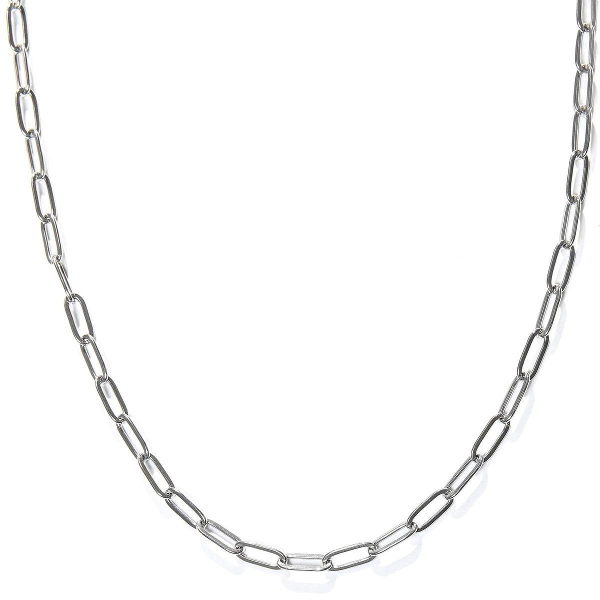 Laura Ferini Dames Ketting Catena Zilver - Zilverkleurige Schakelketting - 18K Witgoud Verguld - Halsketting - Collier - Sieraad - Accessoires - Dames Ketting