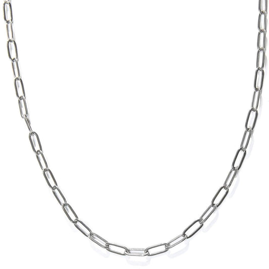 Laura Ferini Dames Ketting Catena Zilver - Zilverkleurige Schakelketting - 18K Witgoud Verguld - Halsketting - Collier - Sieraad - Accessoires - Dames Ketting