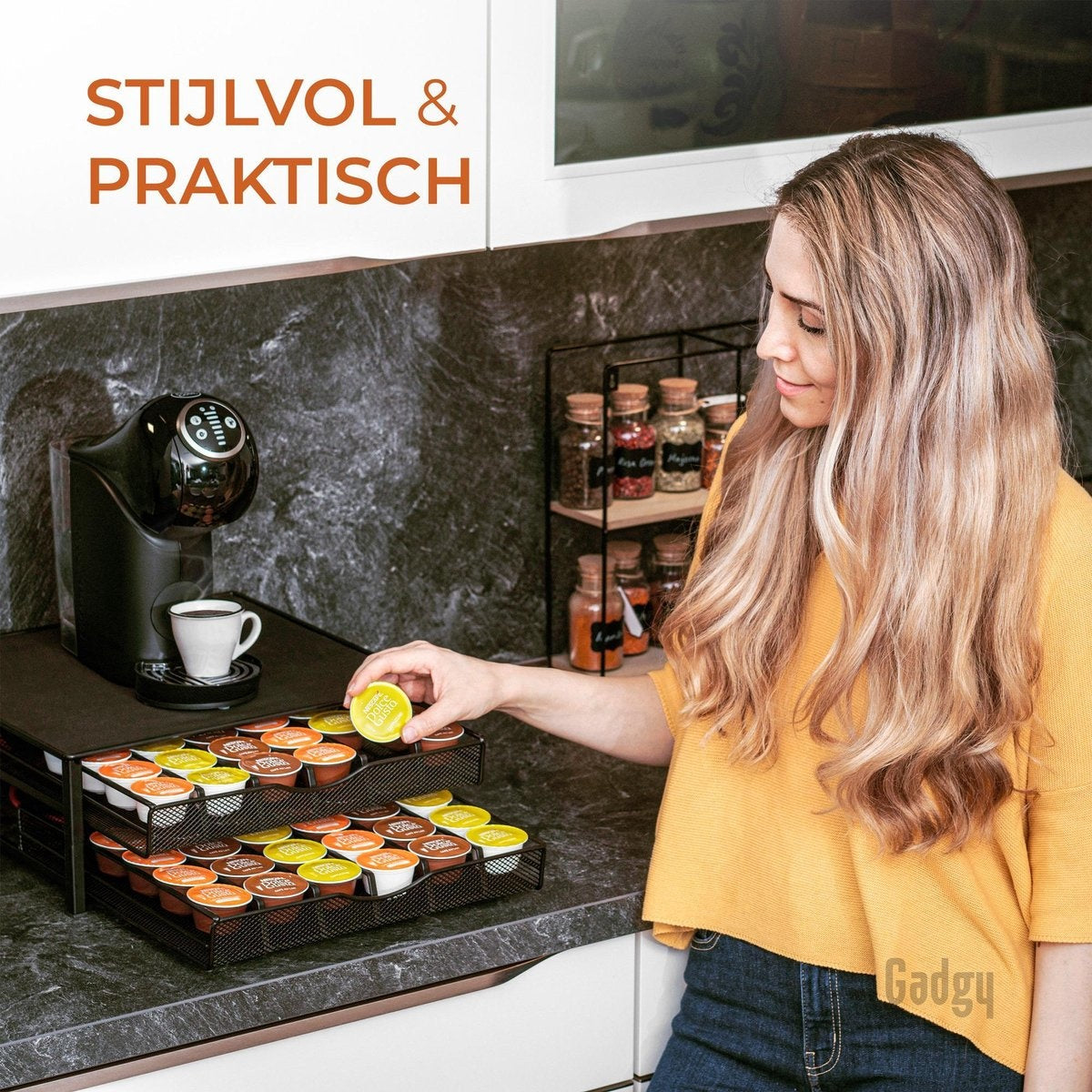 Geschikt voor Dolce Gusto Capsulehouders - Koffiecups Houder met 2 Lades - 72 Dolce Gusto Cups Capsulehouder - Antislip & Trilling Dempend - Vaderdag Cadeau