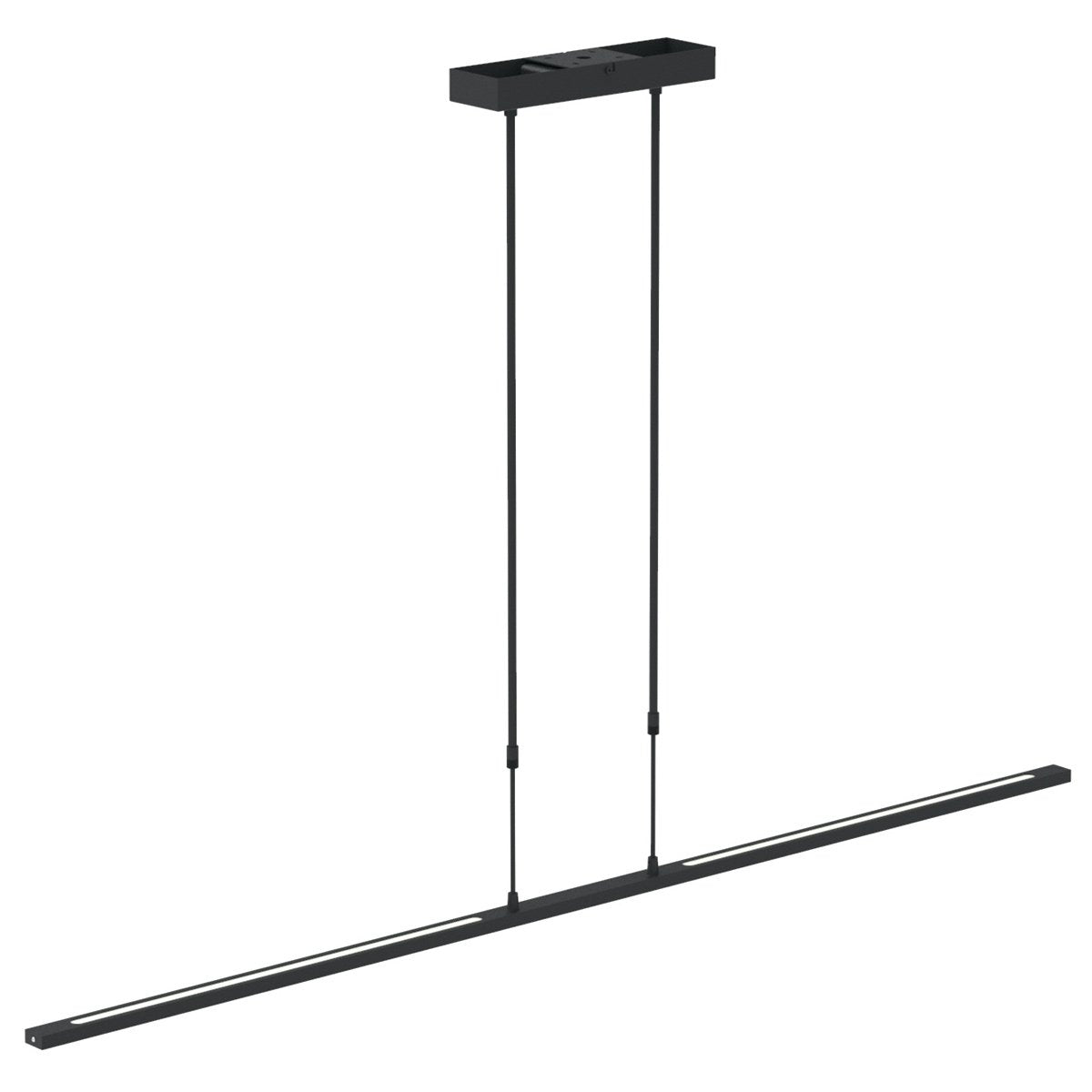 Verstelbare hanglamp Zelena – 2-lichts – Kunststof / Metaal – 155 cm – In hoogte verstelbaar tot 117 cm – Modern design – Zwart