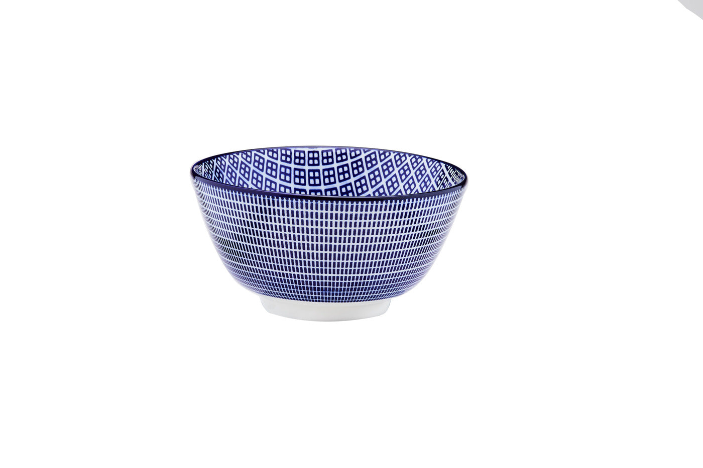 BJORN Bol Pattern - Set van 6 Kommen Ø12cm - Porselein - Vaatwasserbestendig - Donkerblauw