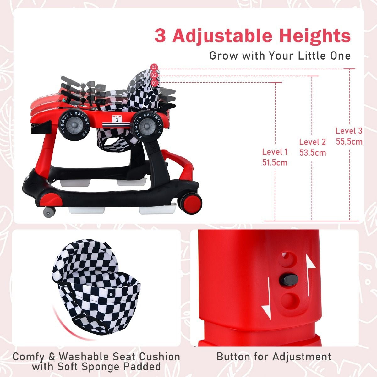 Coast Loopwagen - 4-in-1 - Max. 15 - Rood / Zwart