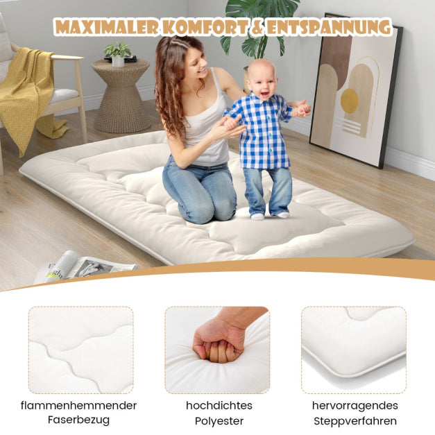 Coast Vloermatras – Wasbaar & Oprolbaar – 200 x 90 x 10 cm – Beige