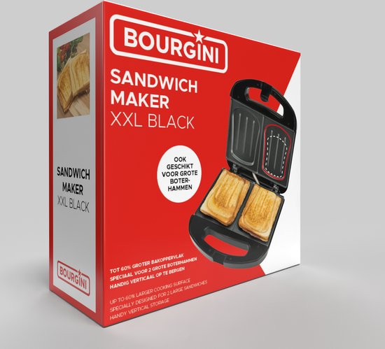 Bourgini Sandwich Maker XXL - Tosti Apparaat - Zwart