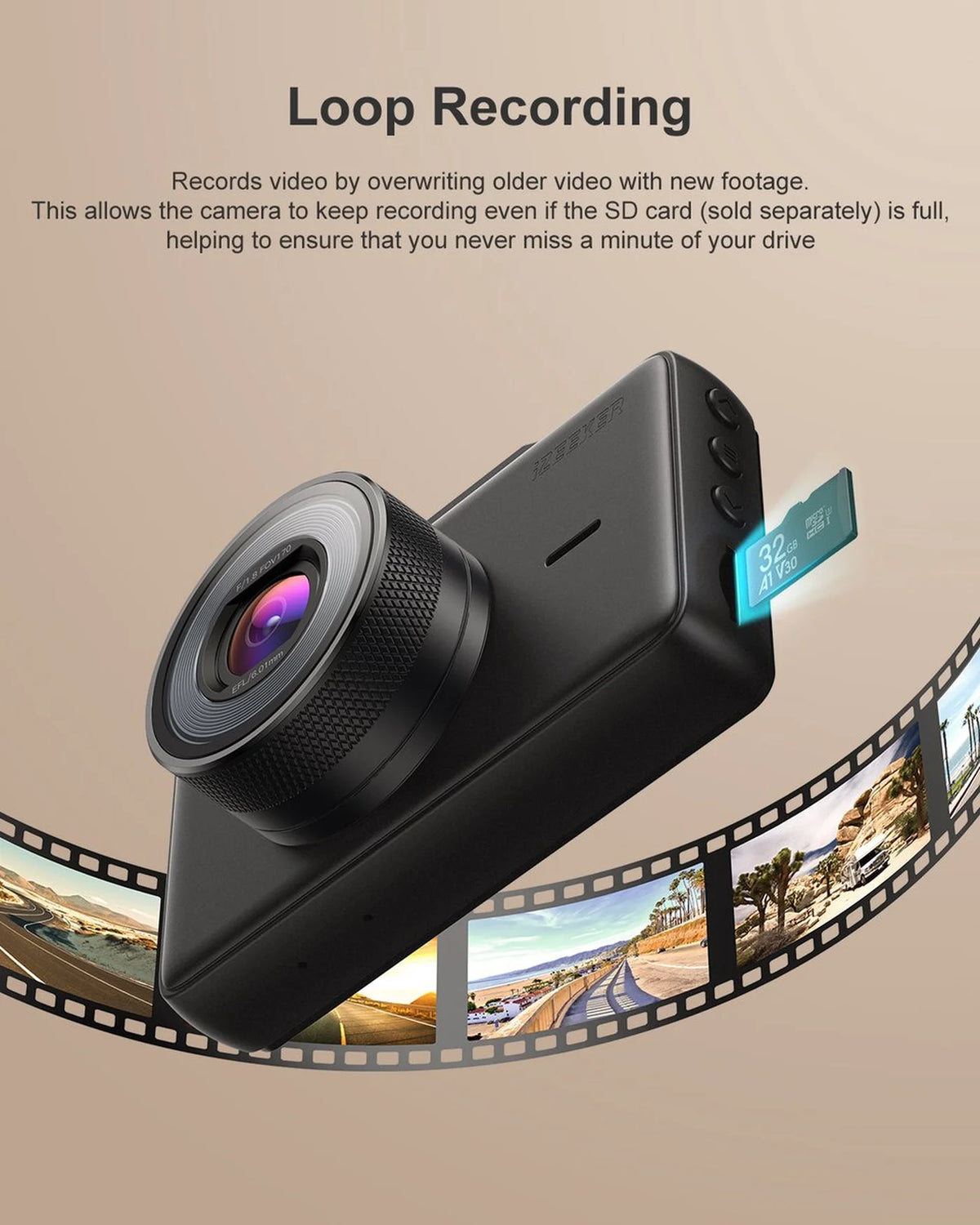 iZEEKER GD100 Dashcam 1080P - 3 Inch Scherm - Nachtzicht, 170° Groothoek, G-Sensor