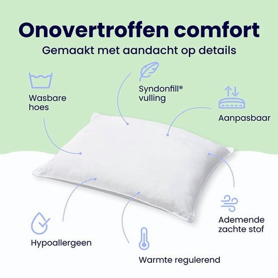 Soulsnooze Luxe Hoofdkussen - Set van 2 stuks - Medium - 60 x 70 cm - Aanpasbaar - Wit