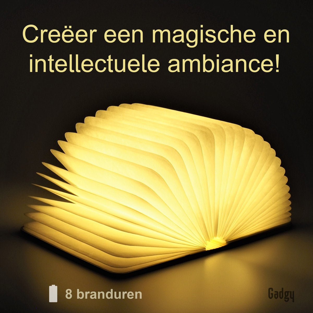 Gadgy Boeklamp – Tafellamp slaapkamer – Sfeerverlichting binnen - Groot: 21.5 x 17cm - Oplaadbaar
