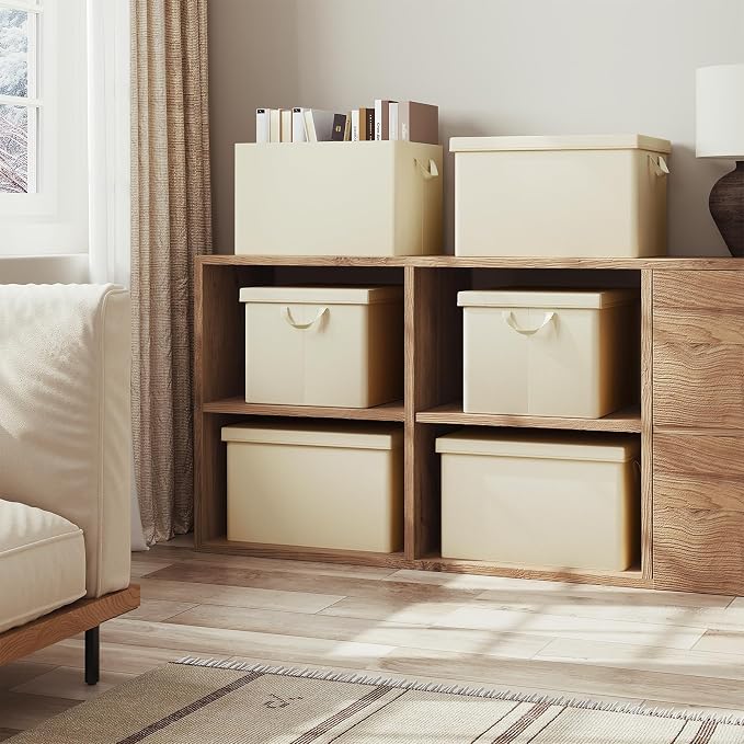 Woltu Opvouwbare Opbergboxen Set van 3 - 33 x 33 x 31 cm - Opbergmanden voor Kast, Plank en Vakkenkast