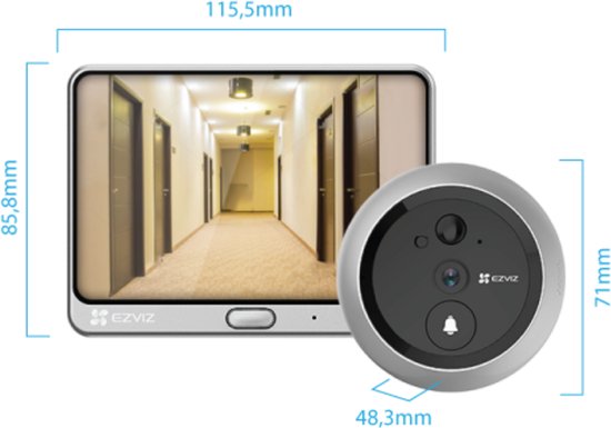 EZVIZ DP2 2K – Video Deurbel met 4.3” Touchscreen – 2K Video, 166° Groothoek, PIR Detectie & Nachtzicht – Tweeweg Audio – MicroSD