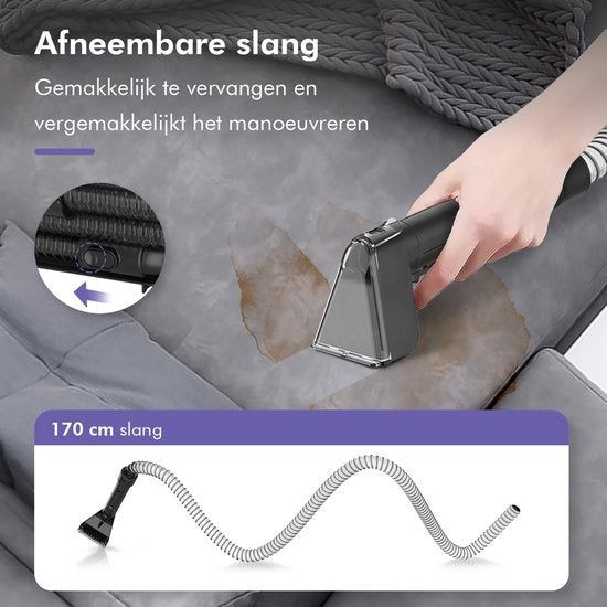 Motionflow 4-in-1 Tapijtreiniger – 1800 ml Watertank – Verwarmingsfunctie – Zelfreinigend – 40 x 28 x 38 cm – Paars