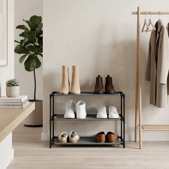 5Five Schoenenrek Intissa - 3-laags - metaal/kunststof - 57 x 25 x 39 cm - voor 9 paar schoenen - zwart