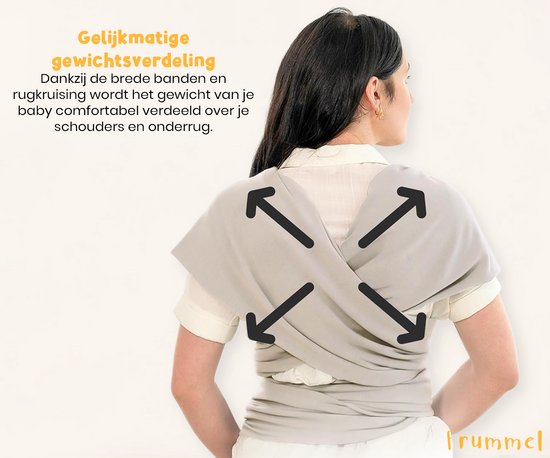 Frummel Baby Draagdoek Beige - Draagzak - Baby Wrap - Baby carrier - Draagdoek geweven - Baby 0-36 maanden - Newborn