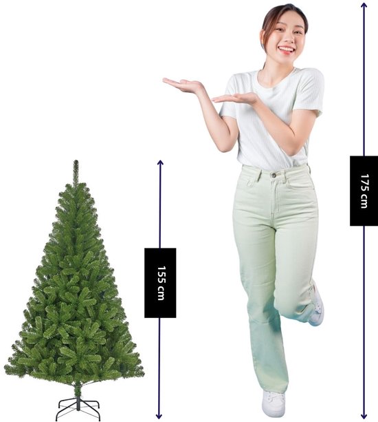 Black Box Trees Charlton Kerstboom - Kerstversiering voor Binnen met Natuurlijke Uitstraling - Kunstboom van Zachte PVC Naaldjes voor Realistische Look - H155 x Ø91 cm - Groen