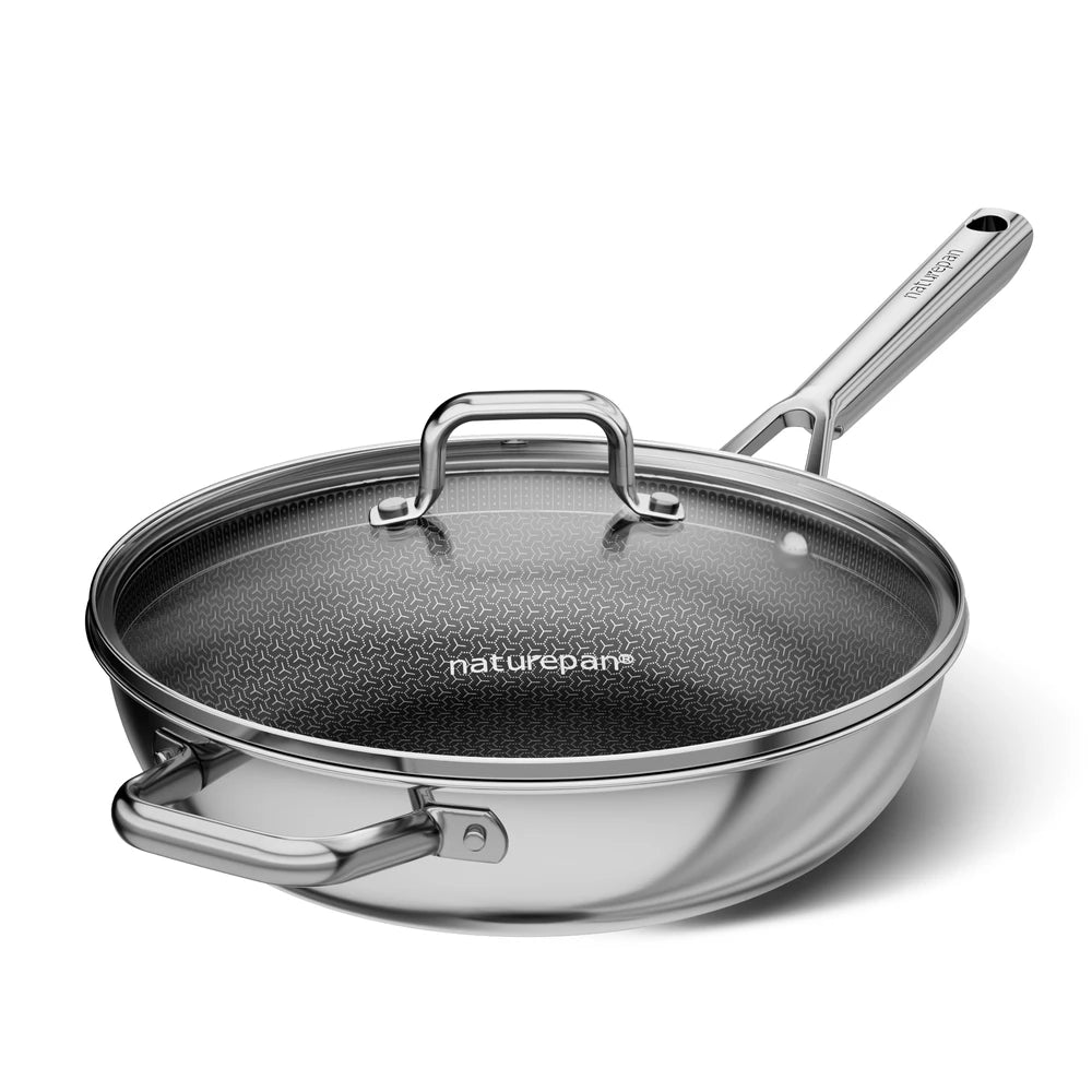 naturepan diepe koekenpan met deksel - 28 cm - zwart
