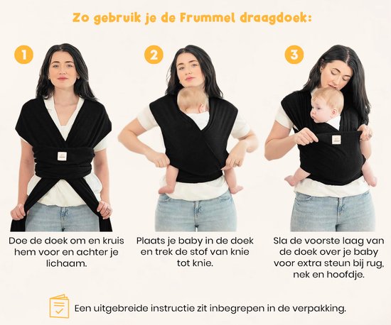 Frummel Baby Draagdoek Beige - Draagzak - Baby Wrap - Baby carrier - Draagdoek geweven - Baby 0-36 maanden - Newborn