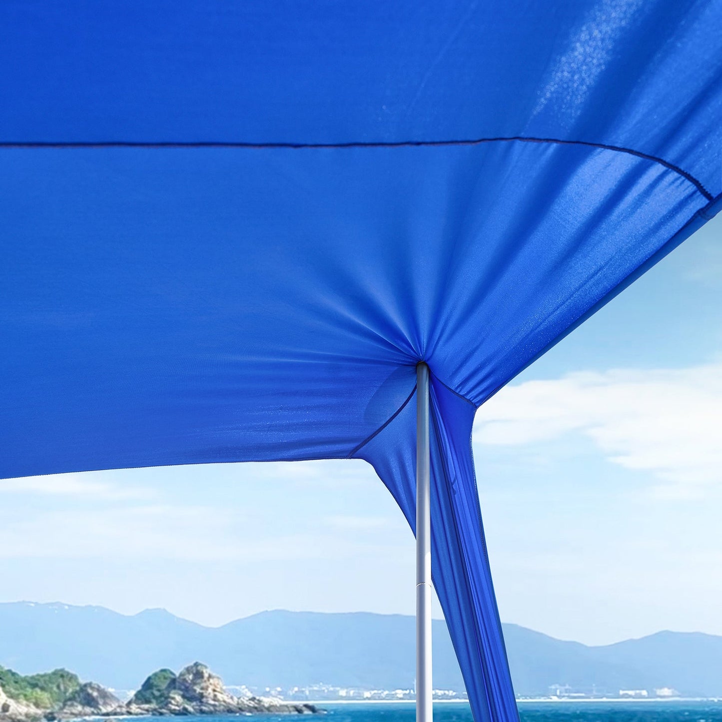 SoBuy OZT01-DB Strandhuisje 300x300x200 cm, koningsblauw, lycra/polyester, draagbare strandtent met palen en draagtas