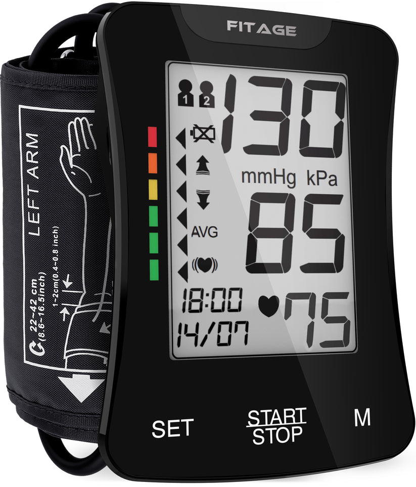 Fitage Bovenarm bloeddrukmeter - Nederlandse voorleesfunctie - Manchet 22–42 cm - Zwart