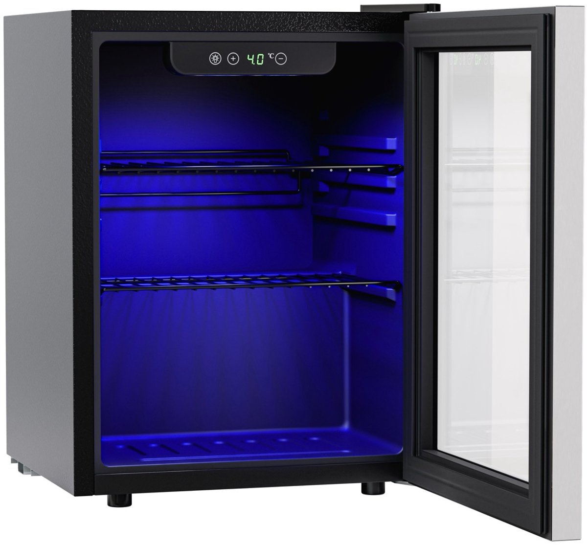 KitchenBrothers Drankkoelkast 48L - Mini Koelkast met Glazen Deur - Minibar - Ruimte voor 68 Blikjes - Zwart