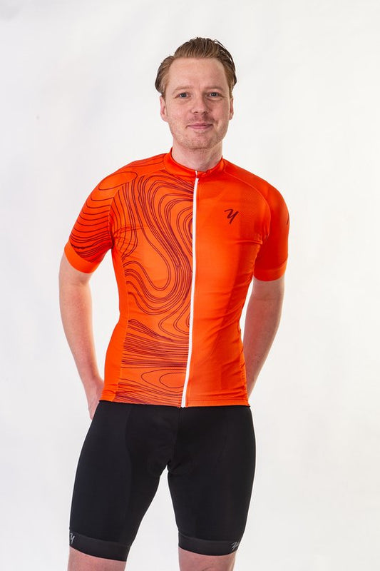 Wielershirt korte mouw Marmer Oranje - XL