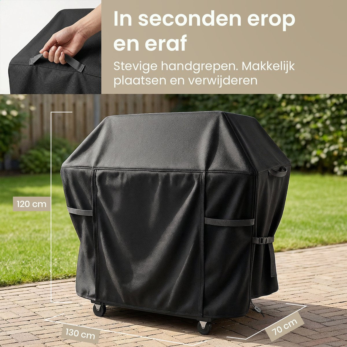Duna BBQ Hoes Waterdicht - Zwart - 130 x 70 x 120 cm - Oxford 420D, UV-Bestendig