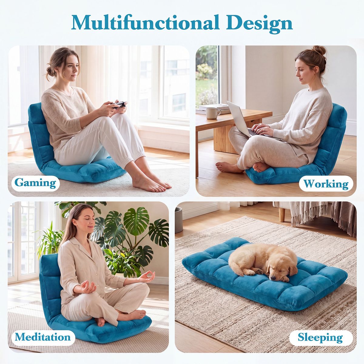 Coast Opvouwbare Tatami-ligstoel - 14 standen verstelbare rugleuning - schuim met hoge dichtheid - marineblauw