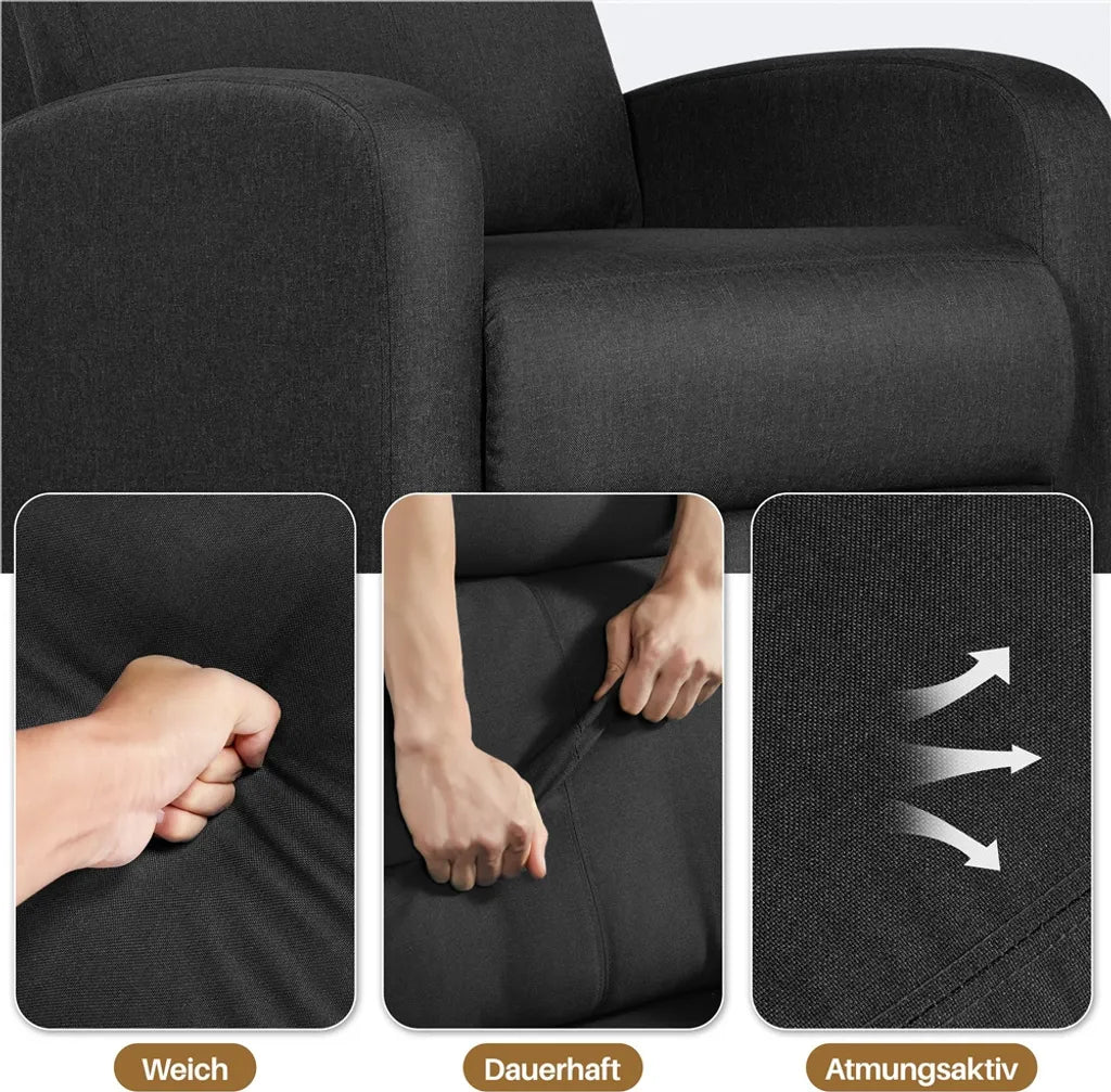 Yaheetech Relaxstoel – Zwart – 87 x 61,5 x 99 cm – Verstelbare Ligstoel met Voetsteun