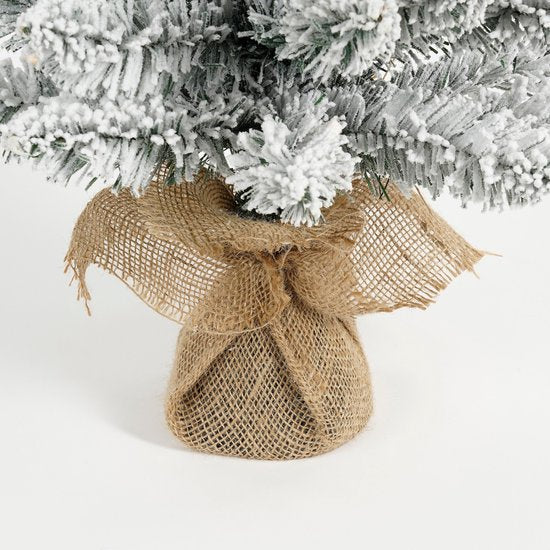 Black Box Trees Gerlos kerstboom met burlap groen frosted 30L TIPS 70 batterijbediend en timer - h75xd36cm