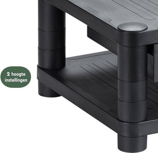 BRASQ Monitorstandaard Zwart MS200 - In Hoogte Verstelbaar - Geschikt voor Monitor, Tablet en Smartphone 24x15x6,3 cm