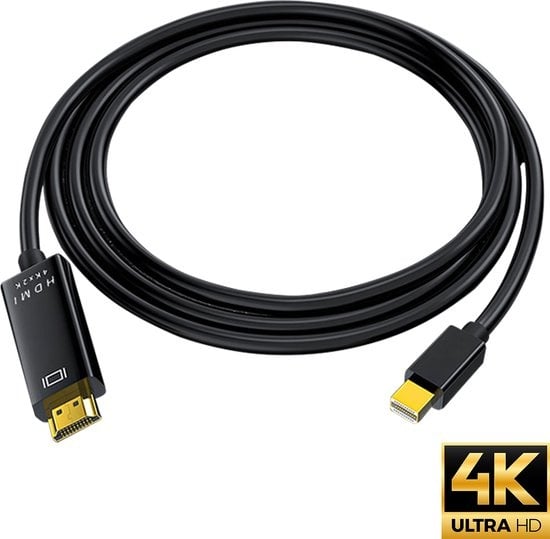 Garpex® Mini DisplayPort naar HDMI Kabel - Mini DP naar HDMI Kabel - HDMI Kabel - 4K 30Hz Ultra HD - Zwart - 1.8 meter