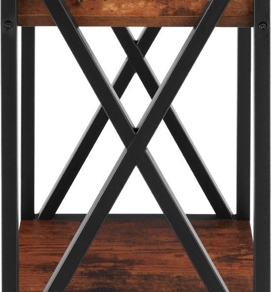 tectake® - Bijzettafel Dayton - industrieel - donkerbruin - 35 x 35 x 70,5 cm - 404451
