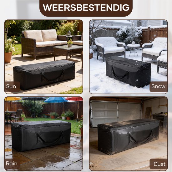 Villux Tuinmeubelhoes Kussen - Tuinkussen Hoes - Waterdicht - 420D - Tuinkussenhoes Opbergtas - Tuinkussentas - Beschermhoes Tuinmeubelen - Hoes Voor Tuinkussens - Beschermhoes Loungeset - 200cmx75cmx60cm